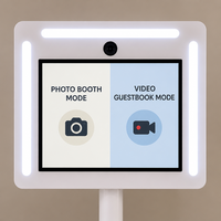Photomaton mobile en métal de 21,5 / 15,6 pouces avec caméra 4K, microphone intégré, barre d'éclairage LED et roulettes inférieures