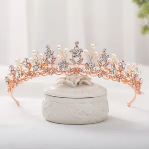 Koninklijke Prinses Tiara Kroon Parel Hoofdband Voor Vrouwen Meisje Bruiloft Haar Accessoires