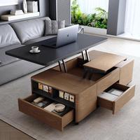 Table à manger et à café multifonctionnelle nordique moderne durable, pliable, télescopique, réglable en hauteur, avec rangement intégré