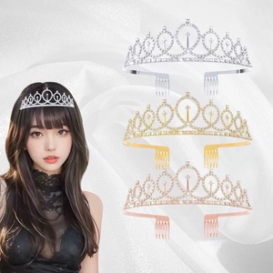 Nouvelle Couronne Baroque pour Fête d'Anniversaire Transfrontalière Euro-Américaine, Accessoire Cheveux en Cristal Blanc Électroplaqué, Direct Usine - Product Image 1