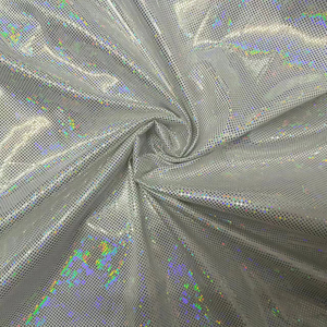 Thời trang mới mềm cảm ứng trắng bạc Holographic kính ánh sáng bóng trọng lượng Polyester lụa satin vải chất liệu - Product Image 3