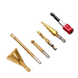 <b>Step</b> <b>Drill</b> Chamfering Tapping 6-Piece Set Brass Plug Cutting Bits Spiral Woodworking Hole Opener Pagoda <b>Drill</b> Quick Release - Product Image 3