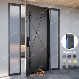 <span class=keywords><strong>Porte</strong></span> <span class=keywords><strong>d</strong></span>'<span class=keywords><strong>entrée</strong></span> pivotante moderne en acier inoxydable de luxe avec verre et serrure intelligente pour usage résidentiel et commercial - Product Image 3