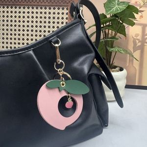 <b>Cute</b> Fruit Keychains PU Leather Peach Avocado Bag Charms Ornament Elegant Key Holder <b>Keyring</b> for Women - Product Image 3