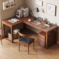 Escritorio Ergonómico en Forma de L para Oficina en Casa con Superficie de Madera Sólida y Resistente a los Arañazos, Solución Moderna para el Espacio de Trabajo