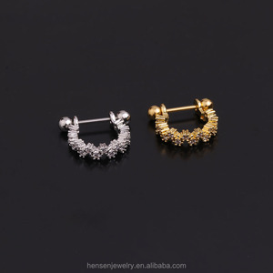 Boucle d'<span class=keywords><strong>oreille</strong></span> en forme de coquille de conque en diamant CZ <span class=keywords><strong>fin</strong></span>, <span class=keywords><strong>piercing</strong></span> orbital, boucle d'<span class=keywords><strong>oreille</strong></span> pour cartilage, <span class=keywords><strong>piercing</strong></span> pour lobe, anneaux pour tétons - Product Image 4