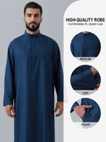 CCY Thobe pour hommes d'Arabie Saoudite, Daffah Thawb du Qatar, Jubbah musulmane traditionnelle, Robe à col montant pour usage quotidien, Vente en gros, Qamis Dishdasha pour l'Aïd