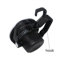 Ventilateur de camping portable rechargeable et pliable avec anneau lumineux LED, ventilateur d'urgence alimenté par USB pour l'extérieur, la tente, les pannes de courant