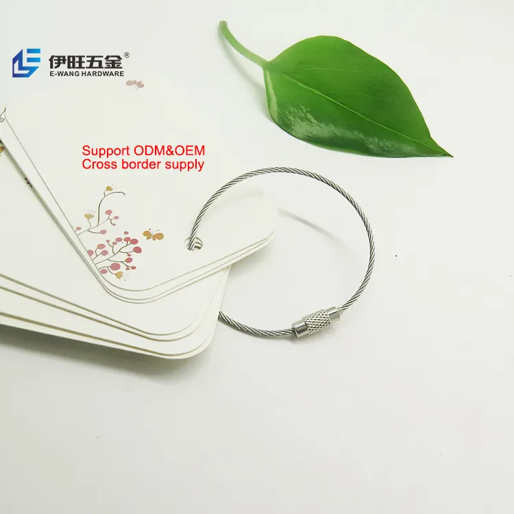 YIWANG卸売150mmステンレス鋼ワイヤーロープキーリングキーホルダー