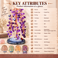 Ornements de luxe à prix avantageux, arbre à monnaie en cristal enveloppé de fil, artisanat Feng Shui avec fil de cuivre