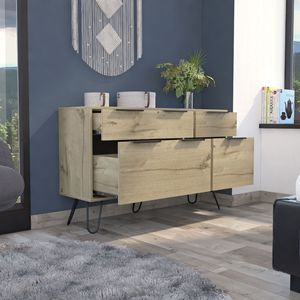 Commode à 4 tiroirs en chêne clair Stowe, meuble de chambre à coucher de style moderne du milieu du siècle - Product Image 2