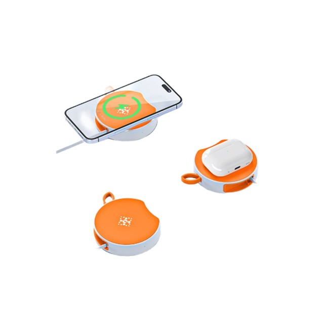 Wholesale Mobile Accessories Creative Desk Wireless Charger Retractable Cable for Earphone for iphone 17 16 Wireless Charger Pad