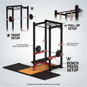 Multi Function Power <b>Rack</b> Weightlifting <b>Squat</b> Bench Press Station Red Powder Coated Safety Hardware Universal Application - Product Image 1
