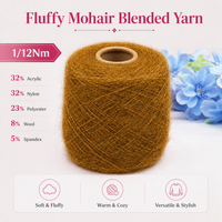 Fil doux et moelleux 1/12Nm en acrylique, nylon, polyester, laine, style mohair, pour tricot d'hiver, pulls et écharpes