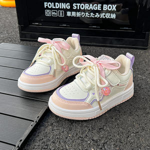 Nouvelles baskets décontractées pour filles et garçons, modèle 2025, en similicuir respirant rose/violet à semelle souple, idéales pour le printemps et l'automne. - Product Image 3