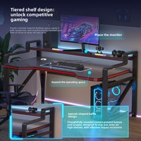 Bureau d'ordinateur en métal pour la maison, le gaming e-sport, le bureau, bureau d'étude minimaliste avec motif en fibre de carbone, modèle As854682