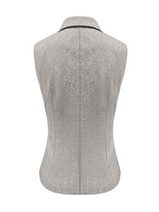 Chaleco de Mujer Tejido de Lana, Corte Entallado, Estilo Vintage |   Trajes de Oficina Ecológicos con Cuello en V y Patrón Espigado para Mujer, Temporada Primavera/Otoño - Product Image 5