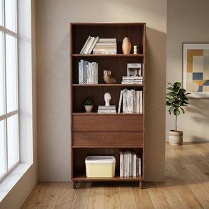 Modern Wood Bookcase 5-Tier With Back Panel <b>Storage</b> <b>Unit</b> For Living Room Home Furniture - Product Image 2