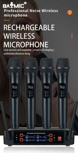 Micrófono Inalámbrico VHF de Mano AOSHEN de 4 Canales para Karaoke y Canto en Casa - Product Image 6
