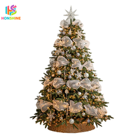 Sapin de Noël 7 pieds 9 pieds 12 pieds | Sapin de Noël floqué à LED, décoration de Noël, effet neige, sapin de Noël en PE PVC avec lumières