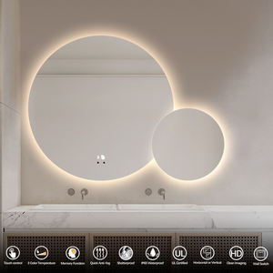 Bolen-lámpara de <span class=keywords><strong>espejo</strong></span> led de diseño de lujo, <span class=keywords><strong>espejo</strong></span> <span class=keywords><strong>redondo</strong></span> iluminado para pared de <span class=keywords><strong>baño</strong></span>, con luces alrededor del borde - Product Image 2