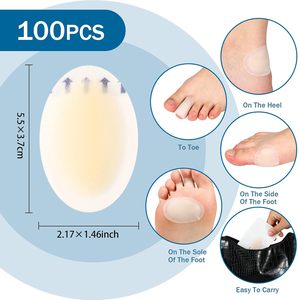 100 Pansements Hydrocolloïdes pour Ampoules, Coussinets Adhésifs Imperméables en Gel pour Talons, Protection des Pieds et des Orteils - Product Image 6