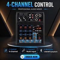 Petit mixeur 4 canaux, mixeur audio professionnel, 100 effets DSP, contrôleur DJ/console audio pour enregistrement en studio, scène live