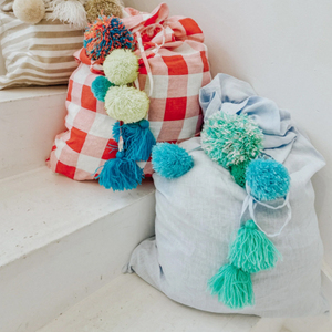 Gingham Santa Sack With Pom Pom Drawstring Large <strong>Christmas</strong> Sack <strong>Wholesale</strong> <strong>Christmas</strong> <strong>Gift</strong> Bags - Product Image 5