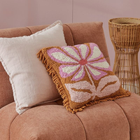 Housse de coussin en tricot à franges tuftées Bubblegum Daisy, unie, antistatique, personnalisable, design nordique moderne, mignonne, pour la maison