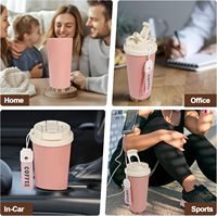 Gobelet isotherme en acier inoxydable à double paroi, 500 ml (20 oz), anti-fuite, avec logo personnalisé, poignée, couvercles, paille et anti-odeur, pour voiture