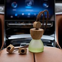 Diffuseur de voiture 6 ml, flacon professionnel pour huiles essentielles, flacon de parfum suspendu pour voiture, bouchon rond en bois, désodorisant pour voiture