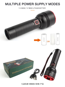Lampe torche rechargeable 3000HA, 3 modes pour <span class=keywords><strong>patrouille</strong></span> d'urgence en extérieur, faisceau spot, zoom, lampe torche tactique LED en aluminium - Product Image 4