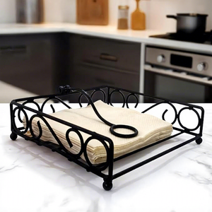 <b>Black</b> Metal Napkin Holder with Weighted Arm Decorative Tabletop <b>Paper</b> Napkin Organizer for Kitchen Dining Table Restaurant Cafe - Product Image 2