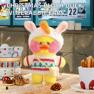<span class=keywords><strong>LALAFANFAN</strong></span> Adorable Peluche de Noël Douce avec Vêtements Amovibles à Oreilles de Lapin, Remplie de Coton PP, Superbe Jouet Canard, Cadeau Idéal pour Enfants - Product Image 2