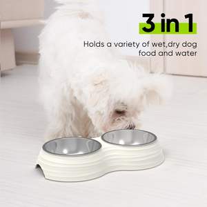 Juego de Platos para Perro de Acero Inoxidable, Plato Doble para Comida y Agua, Antideslizante, para Perros Medianos - Product Image 4