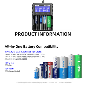 XTAR Nuovo Caricabatterie e Tester di Capacità Smart Visible Mixer VX4 V2 per batterie LiFePO4 1.5V, Li-ion 3.6/3.7V, Ni-MH 1.2V, AA, AAA, 18650 - Product Image 2