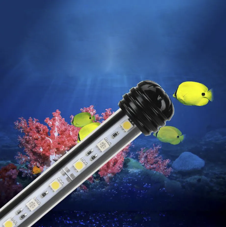 RGB led akvaryum ışığı s IP68 Wasserdicht Bar akvaryum ışığı 19-49 cm Aquatische Unterwasser dekor lampe