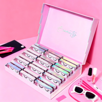 Boîte d'emballage personnalisée rose en acrylique pour cils, tiroir en carton, kit de maquillage mystère, boîte carrée avec logo personnalisé, coffret cadeau pour faux cils