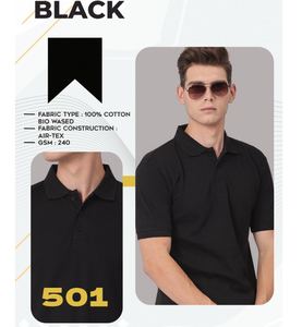 Premium 100% Cotton Bio-Washed Fabric T-Shirt For Men 240 GSM Soft Comfortable Breathable Durable <b>Perfect</b> For Casual Office - Product Image 2