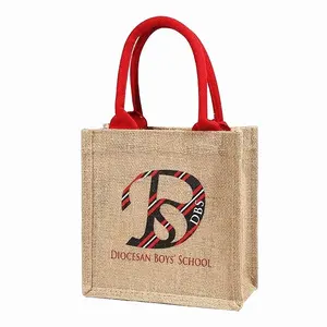 Borsa da spiaggia in lino riutilizzabile in tela di iuta per lo shopping da donna resistente design fai da te con logo personalizzato