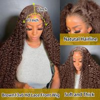 Pelucas de Cabello Humano con Ondas Profundas y Frente de Encaje, Densidad 250, Peluca Frontal HD con Cabello Humano Rizado Pre-Arrancado para Mujeres Negras