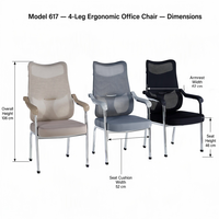 Chaise d'invité empilable en chrome à 4 pieds, dossier haut en maille, support lombaire, pour réception, visiteurs, conférences, banquets