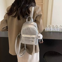 Tas Ransel Wanita Outdoor PU Model Messenger, Ritsleting, Bahan Poliester, Ringan, Portabel untuk Mahasiswa, Tahan Air
