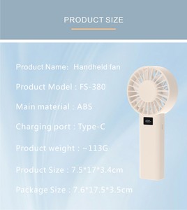 Factory Wholesale Handheld Personal <b>Cooler</b> Fan 1200mAh Rechargeable <b>Mini</b> ABS Fans with LED Display Adjustable Wind Speed Turbo - Product Image 3