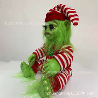 2025 vert cheveux Grinch noël suspendus décoration poupée étrange Animal doux en peluche usine en gros cadeau pour enfants boîte