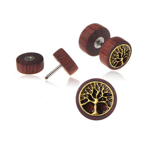 लाल लकड़ी के लिए रॉक दौर डम्बल संवर्धन कान की बाली पुरुषों महिलाओं hiphop लकड़ी कान की बाली कान संवर्धन - Product Image 1