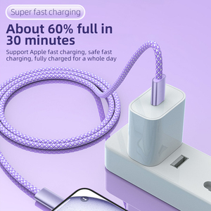 Macaron màu pd60w <span class=keywords><strong>USB</strong></span>-C TYPE-C Cáp sạc nhanh truyền dữ liệu bền nhôm hợp kim bện Nylon cho Iphone đồng nguyên chất - Product Image 2