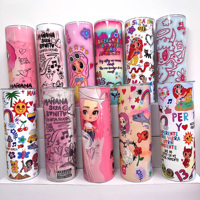 Vaso Térmico Delgado de 20oz para Sublimación, Personalizable con Gráficos, Doble Capa, con Diseño de Personajes Femeninos, para Café o Bebidas