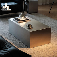 Table basse rectangulaire moderne et simple en métal argenté pour salon, hall d'hôtel, meuble durable