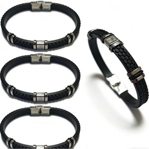 Bracelet en caoutchouc personnalisable avec gravure, bracelet en cuir tressé personnalisé, bracelet en corde métallique pour hommes - Product Image 2